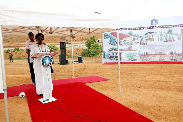 The immediate past President of NOWA giving a speech at the NOWA Event Centre ground-breaking Ceremony