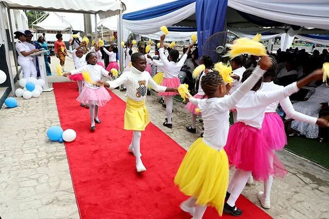 Children having a Presentation at the commissioning of Shopping Complex Okokomaiko, Lagos