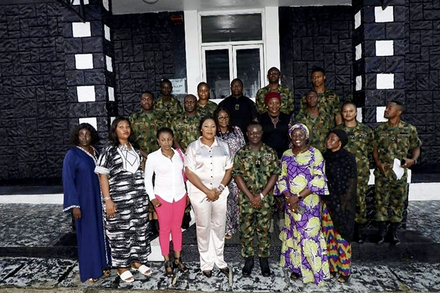 courtesy call to the Commander NNS Victory, Commodore VB Gbaranwi by the NOWA National President's delegation led by her Vice President Mrs Zainab Akpan