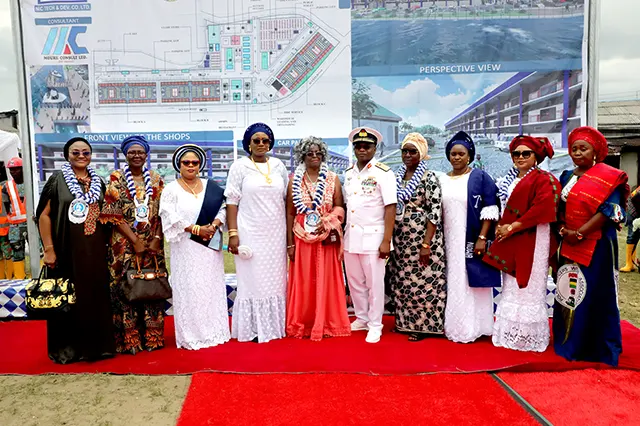 The Special Guest of Honour, Mrs Margret Koshoni, immediate past Chief of the Naval Staff, immediate past President of NOWA, past NAFOWA National President, past NAOWA representative and past POWA National President as well as Past NOWA National Presidents in a group photograph during the Foundation Laying Ceremony